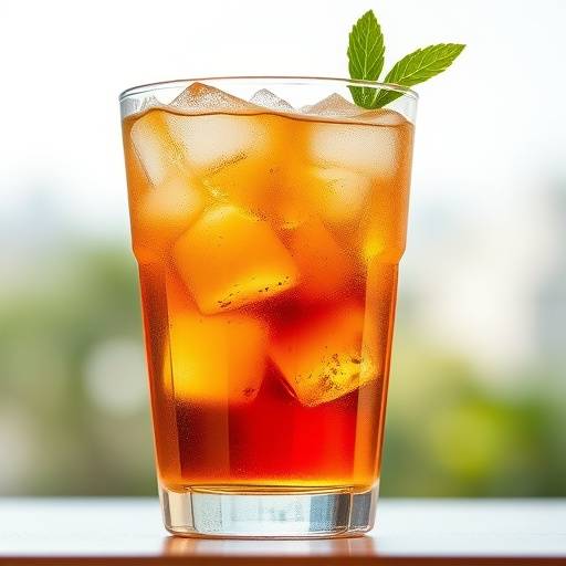 Iced Sweet Tea in a glass with lemon.