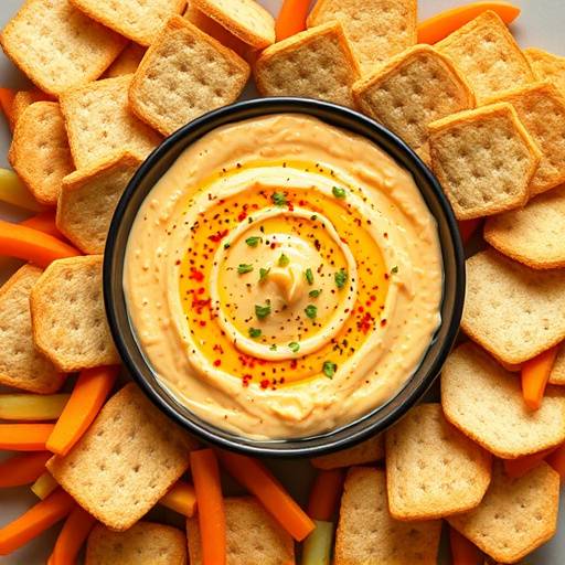Pimento Cheese Dip served with crackers and crudités.